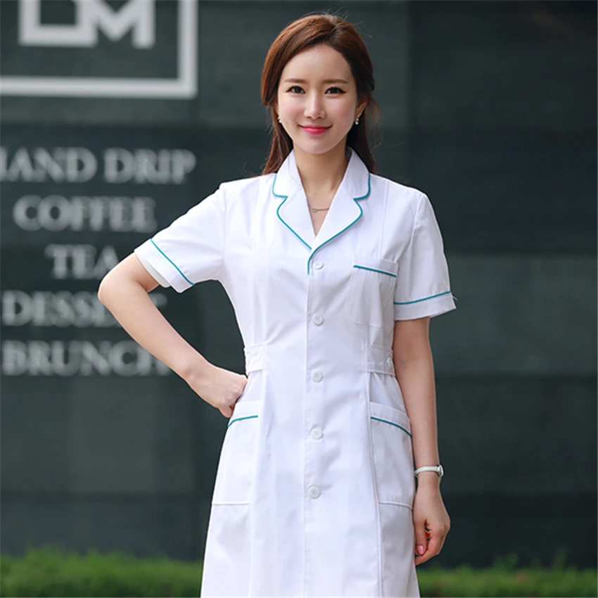 2024 Women's Lab Fashion Medical Uniforms Long Jacket With Side Belts Short Sleeve/long Sleeve Workwear Phary White Coat