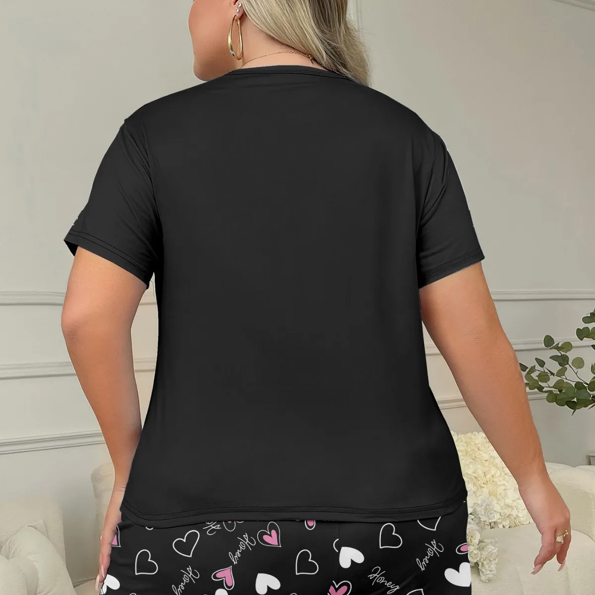 Европа и США, трансграничные новые пижамы с принтом «любовь», удобная повседневная одежда для дома, короткие футболки, комплект из двух предметов