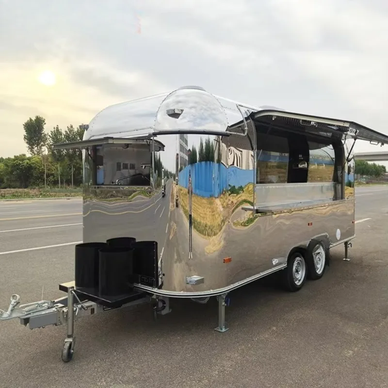 Mobile Fried Food Cart French Fries Chicken Vending Trailer with Deep Fryer for Street Food Sale