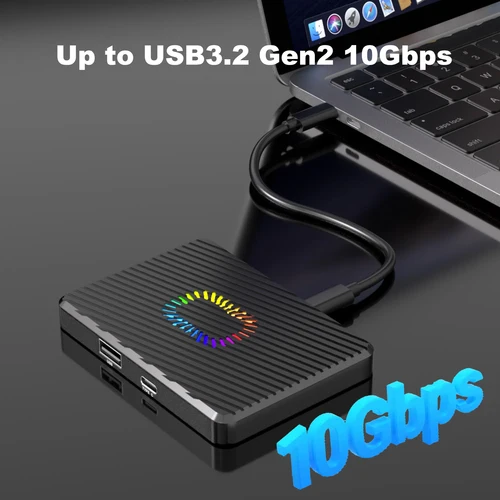 Imagen 2 del producto Caja SSD M.2 de doble bahía, protocolo Dual M.2 NVMe SATA SSD, estación de acoplamiento de unidad de estado sólido, adaptador USB3.2 GEN2 de 10Gbps SSD