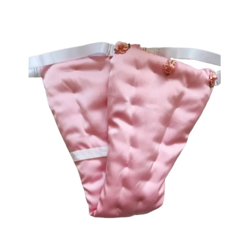 Women Adjustable Elastic Waistband Filled Cotton Panties Men's Sexy Pink Silk Soft Smooth T-briefs Handmade Dance Private Party
