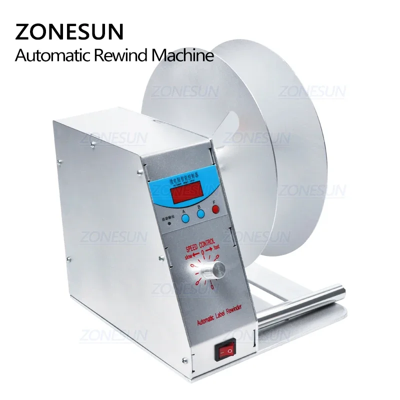 ZONESUN-rebobinadora de etiquetas automática para lavado de ropa, etiqueta de código de barras, etiqueta de precio, etiqueta autoadhesiva, velocidad