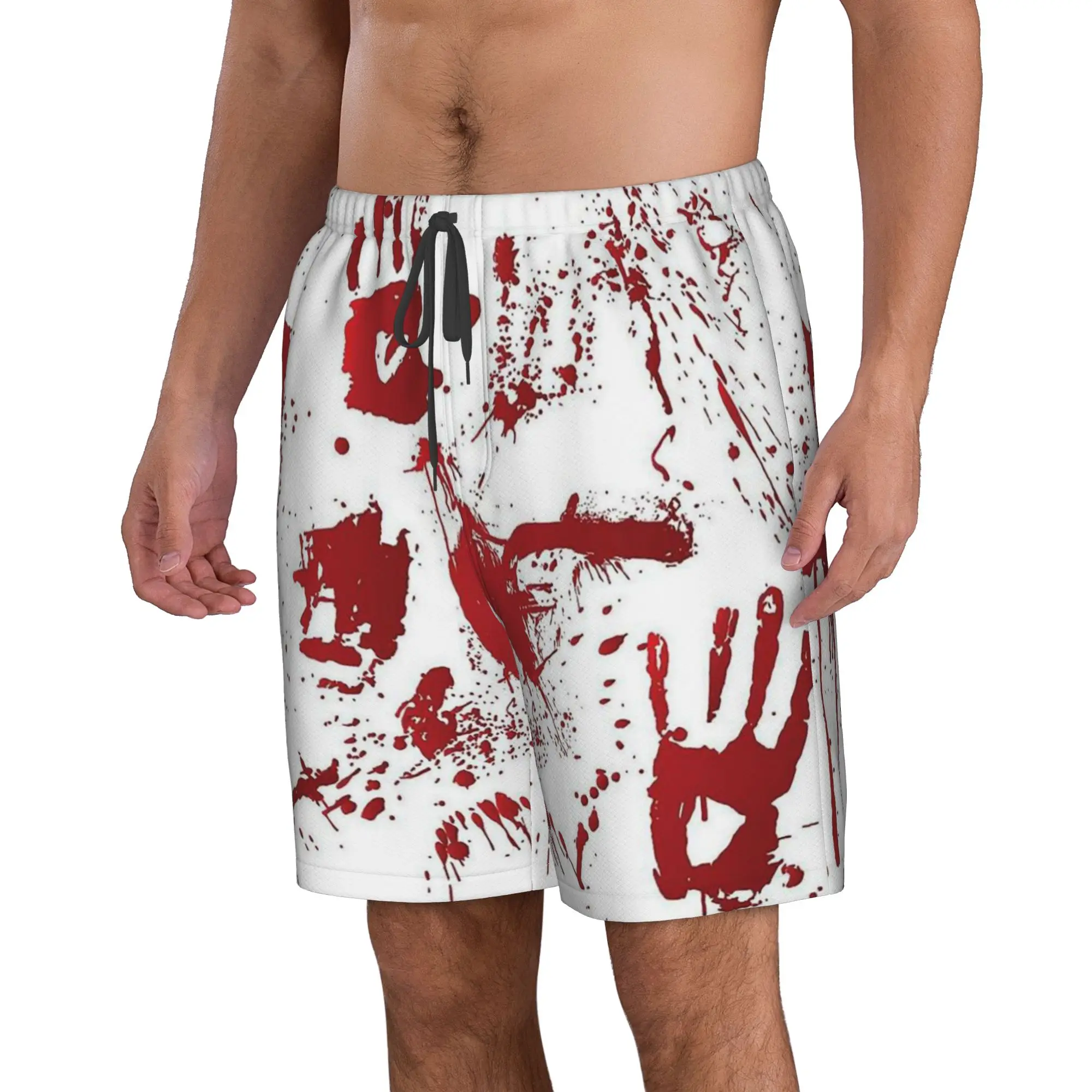 Splash Blood Hand Graphic Trunks Beach Board Shorts Casual Quick Dry Swim Summer Men Pants