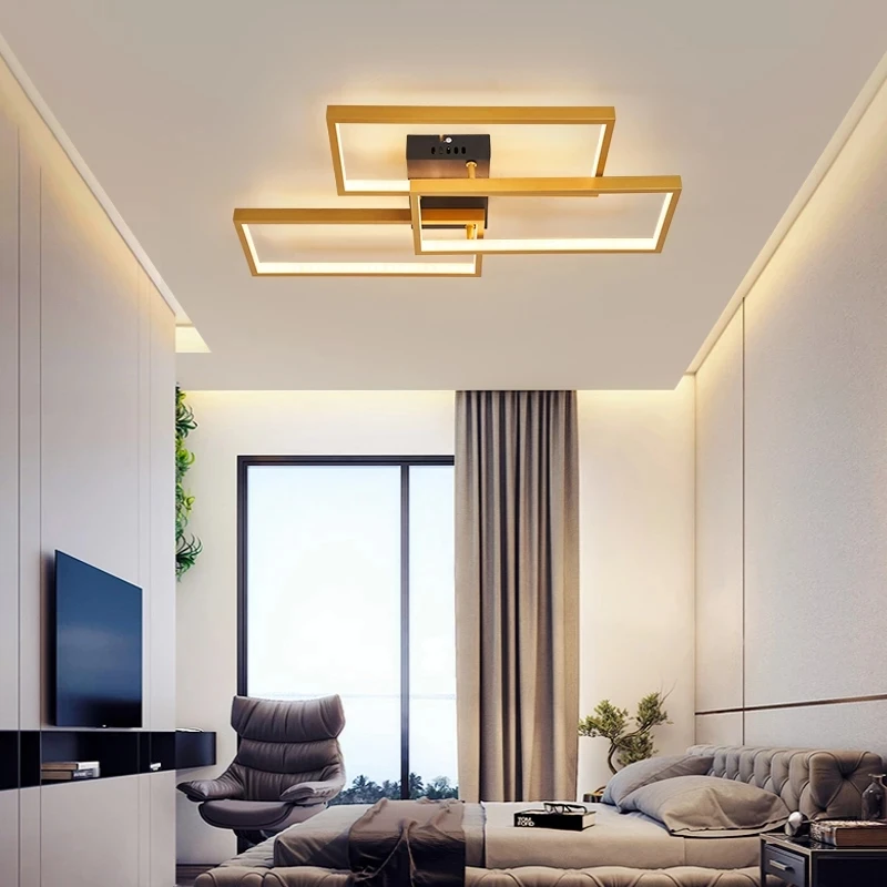 Rectangle Black/White Color Modern Led Ceiling Lights for living room bedroom 110V 220V deco Dimmable Ceiling Lamp Fixtures