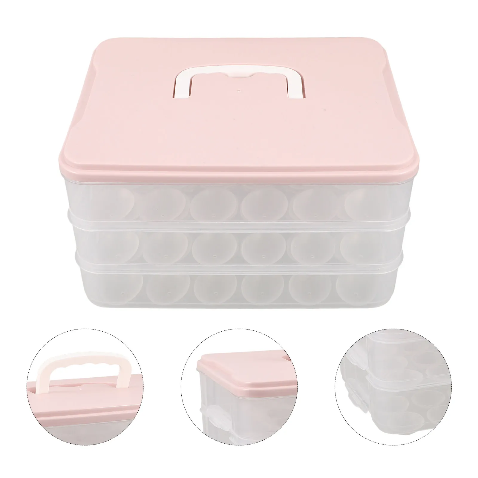 3-Layer Stackable Clear Plastic Egg Container Carrier Tray with Handle for Refrigerator Picnic Travel Deviled Egg Tray with Lid