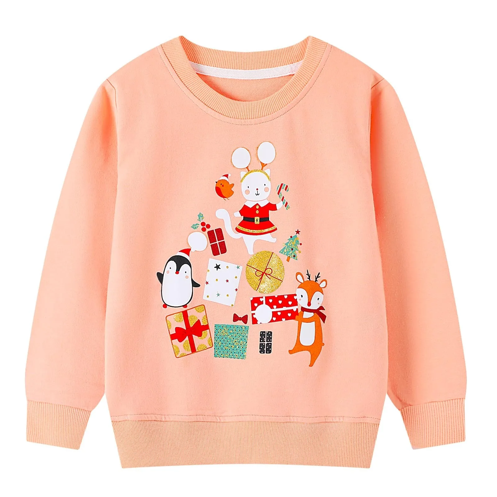 

Kids Boys Sweatshirt Christmas Crewneck Long Sleeve Pullover Cotton Graphic Top Print Long Sleeve Pullovers детская одежда