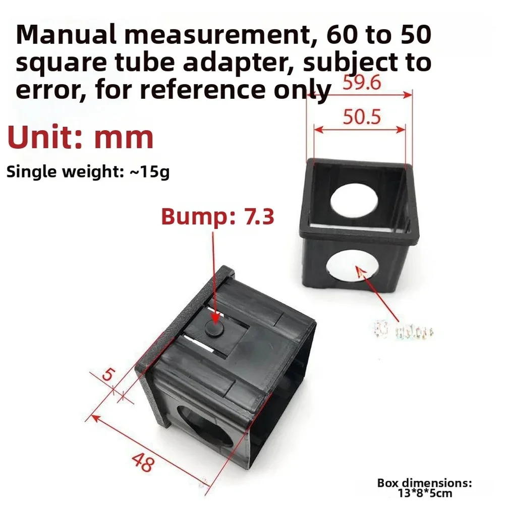 60mm x 60mm to 50mm x 50mm Square Tube Reducing Sleeve Black ABS Bushing for Gym Equipment Assembly and Repair