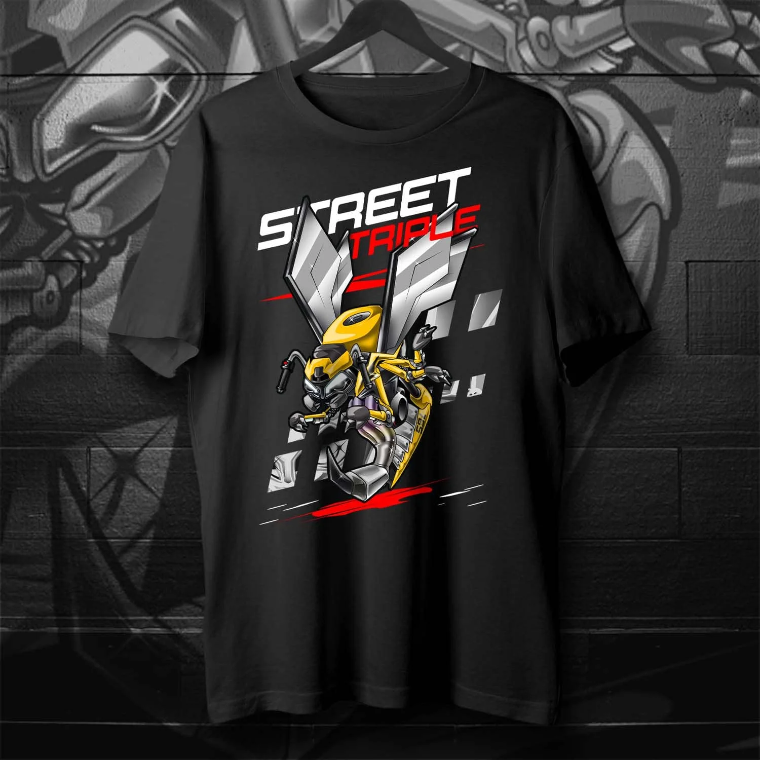 Klassisches Motorrad Street Triple 765 R/RS Wasp Inspiration T-Shirt 100 % Baumwolle O-Ausschnitt Sommer Kurzarm Casual Herren T-Shirt