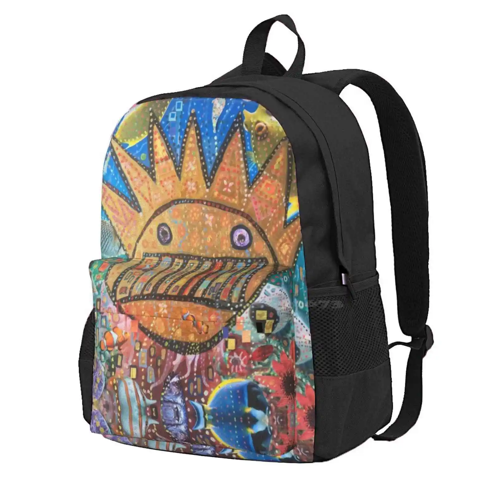 Boognish Art - Ween Hot Sale Schoolbag Backpack Fashion Bags Ween Boognish Mollusk Fish Surrealism Klimt Gold