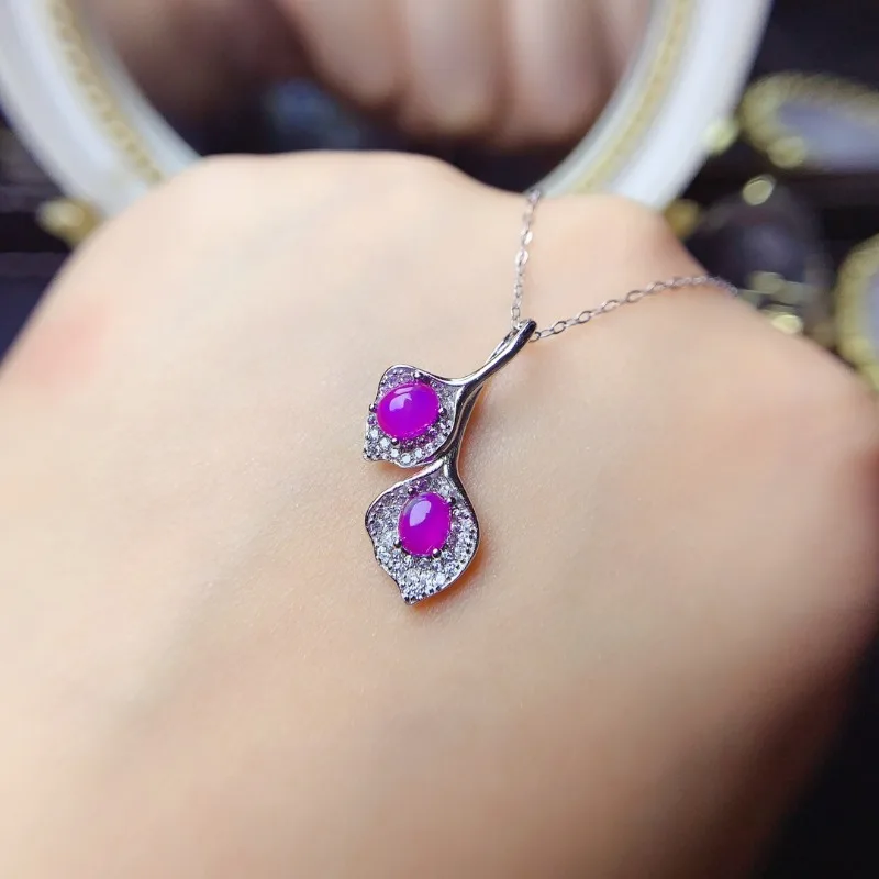 Elegant Top Quality Opal Pendant Neckalce Natural Purple Colorful Opal Oval Cut 5*7mm 925 Sterling Silver Fine Jewelry Women