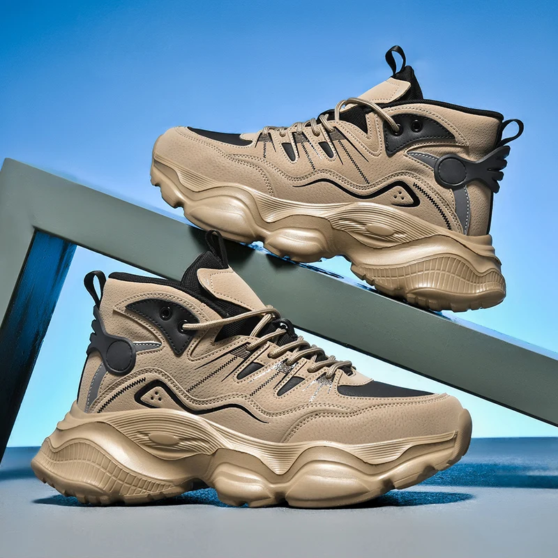 

Thick Sole Versatile Clunky Sneaker for Men 2025 New Trend Mesh Lace Up Breathable Casual Sports Shoes Increased Soft Soles