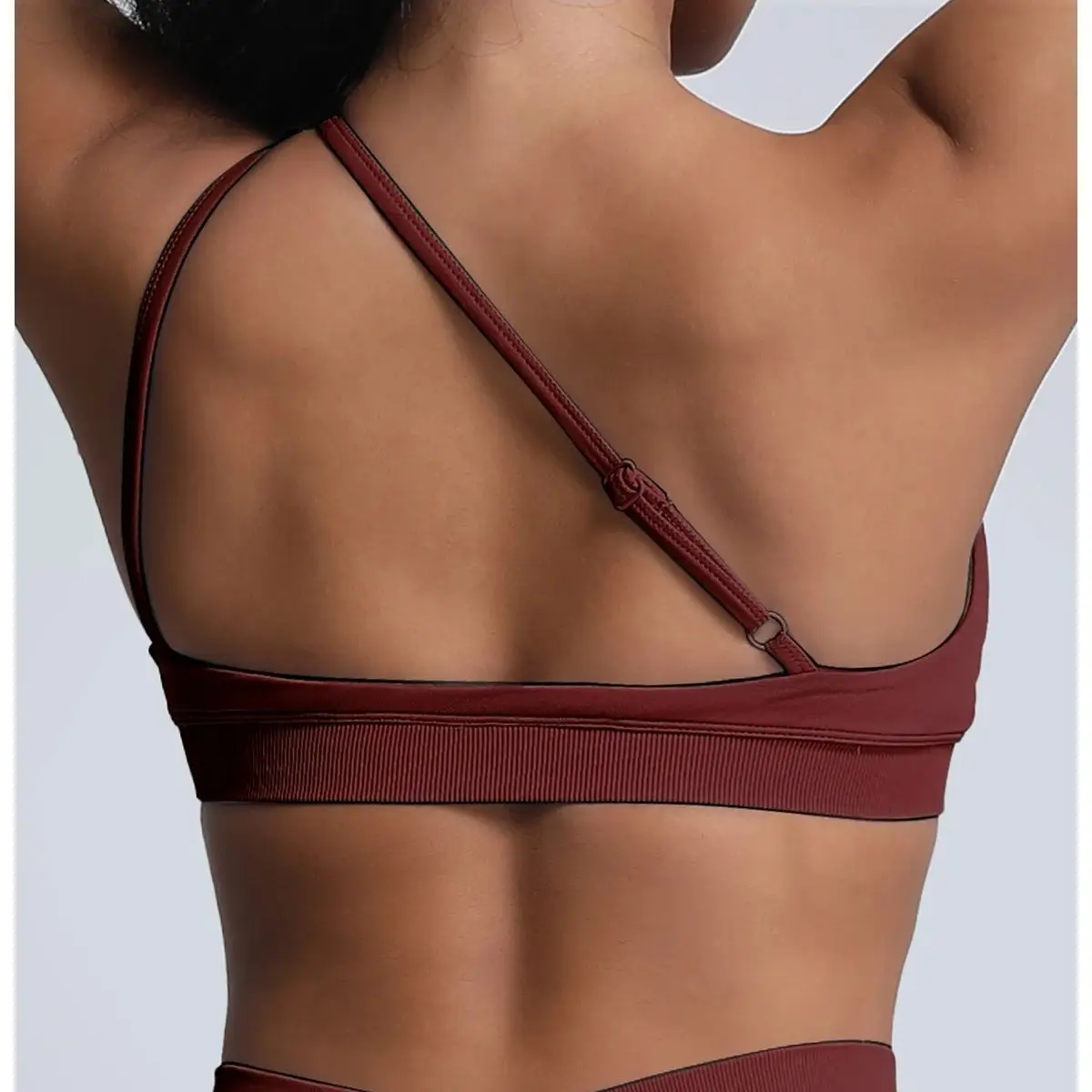 No Logo Women Asymmetry Bra Seamless Halter Top High Support Push-up Open Back Gym Wear Bicycle Yoga Workout Underwear