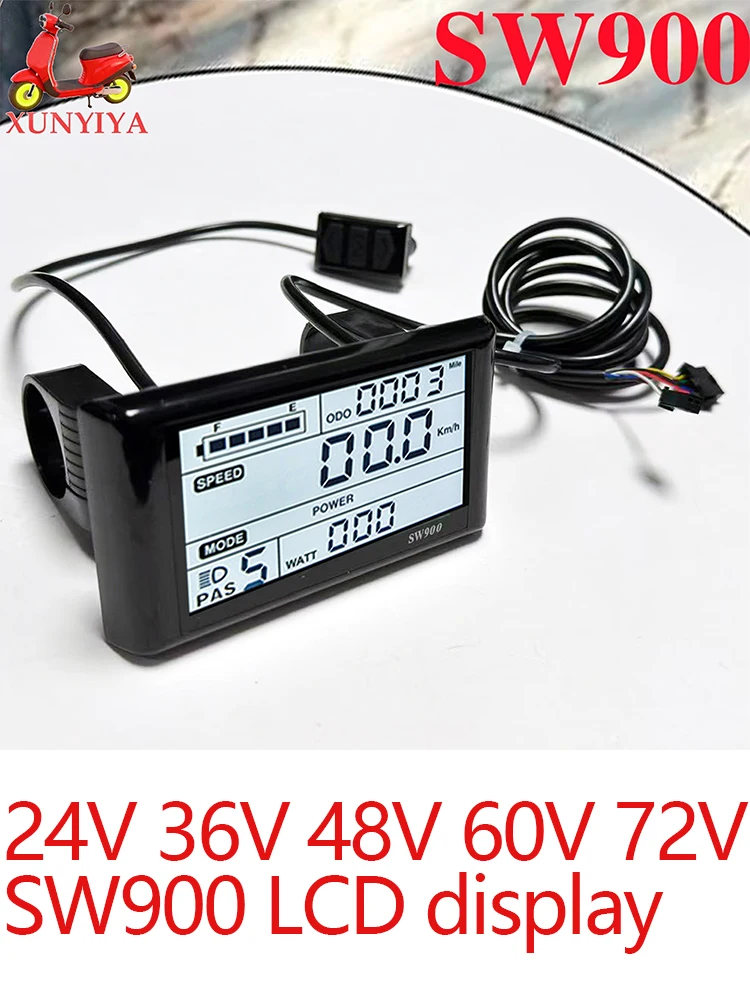 AliExpress NONE SW900 LCD display, 24V, 36V, 48V, 52V, 60V, 72V, 5PIN+2PIN SM connector for UART No.2 communication protocol  E-bike scotter
