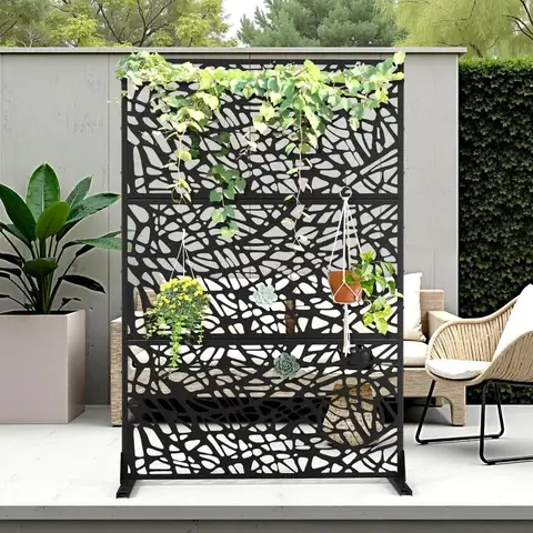 New Upgrade US ShipMulti-Function-Garden  Metal Privacy Screen Outdoor Privacy Screen, Freestanding Fence Panel For Outside, 72'