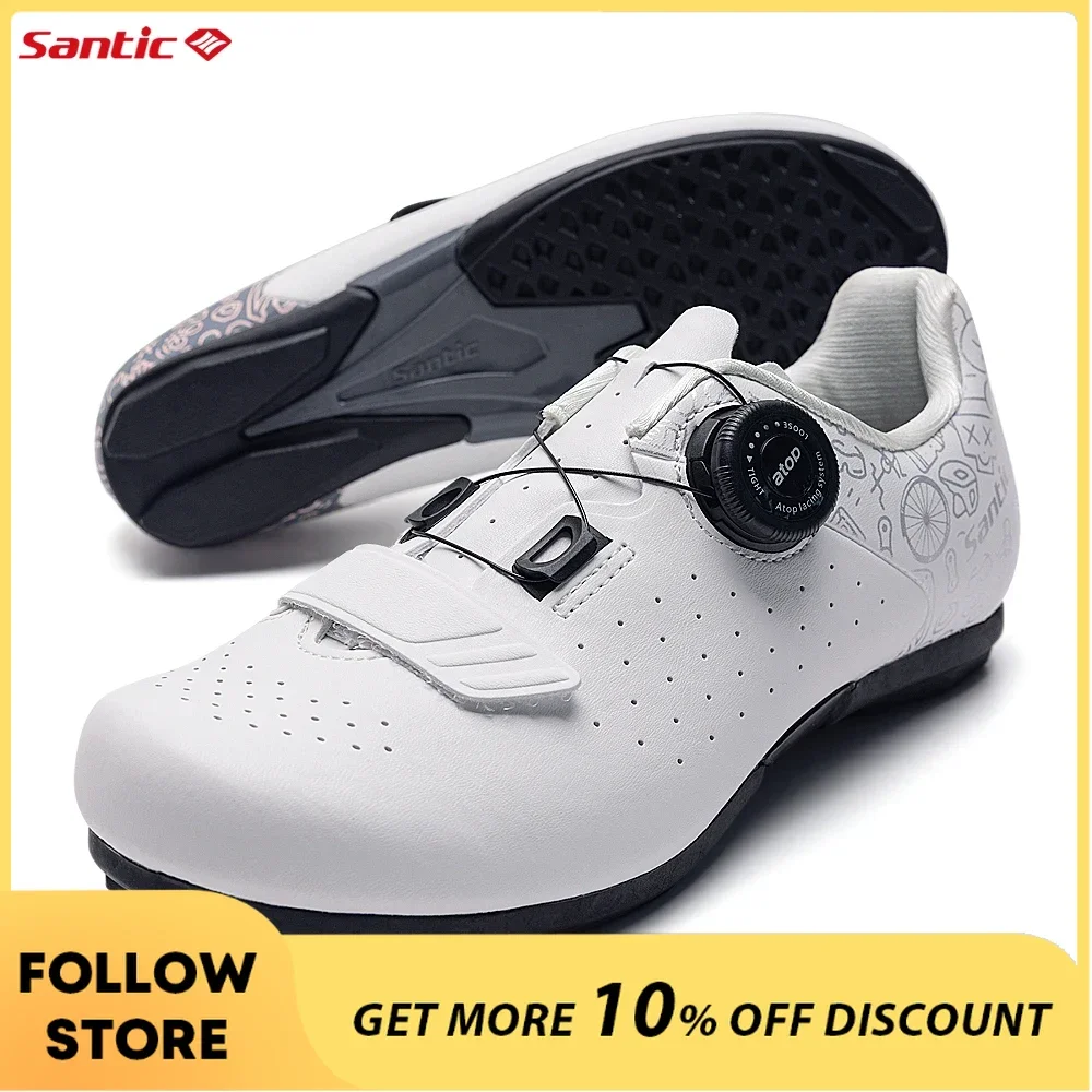 Santic Women Cycling Shoes Non Locking Shoes Outdoor Bicycle Shoes Mountain Bike Shoes Adjustable Leisure Road Bike Sneakers