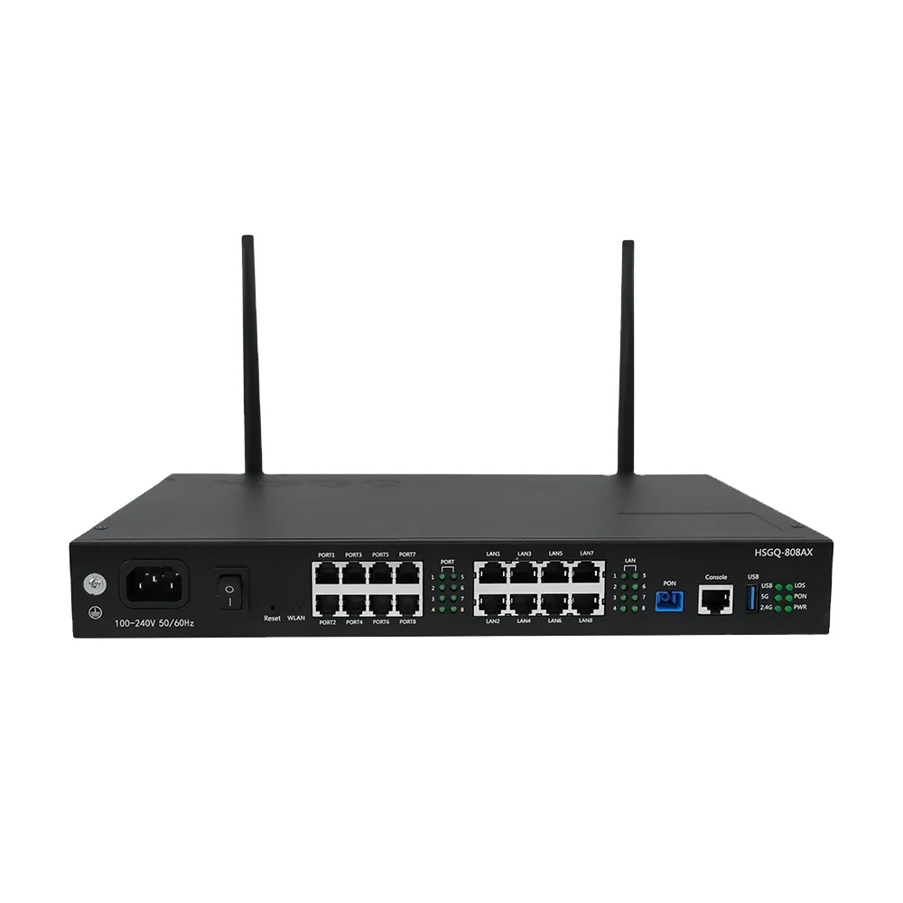 HSGQ-808AX Optical Network 8GE+8POTS+1USB AX3000 WIFI MDU ONU Enterprise Gateway GPON ONU