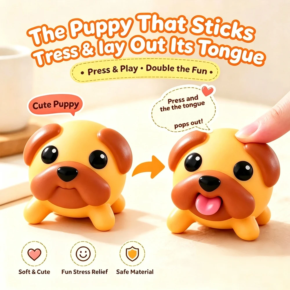 Cute Dog Tongue Out Dog Squishy Dogs Pinch Toy Creative Stress Relief Squeeze Animal Toy Birthday Gift for Adults Ornament