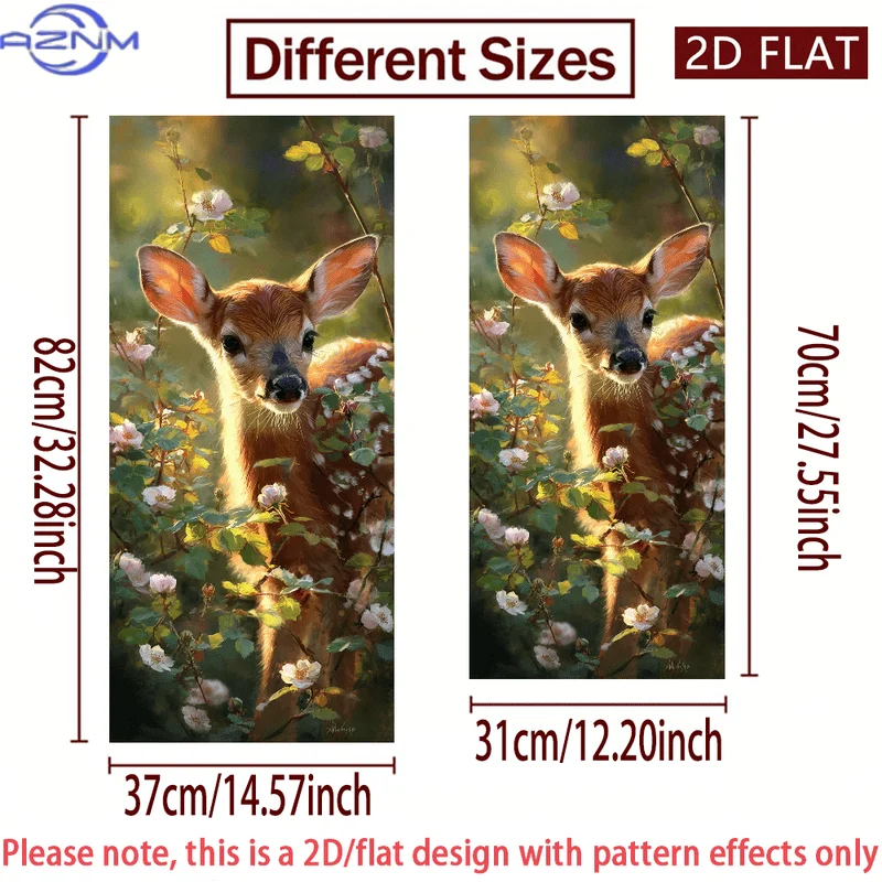 Self-Adhesive PVC Sticker Featuring a Deer with Flowers Design, Suitable for Use on Trash Cans. This Waterproof And Scratch-Re