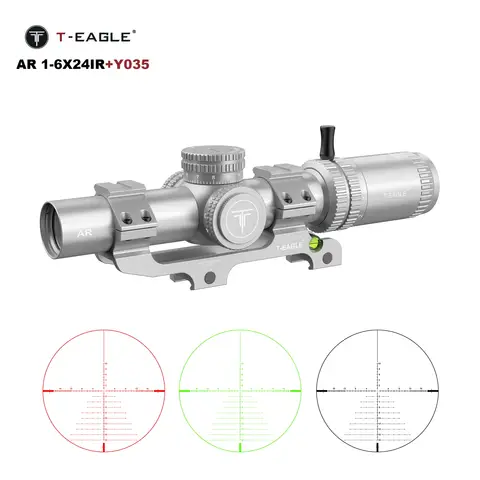 T-EAGLE AR 1-6X24IR Tactical Short LPVO Riflescope For Hunting 1/5 MIL Compact Scopes With Red and green Light Fits Carbine .223