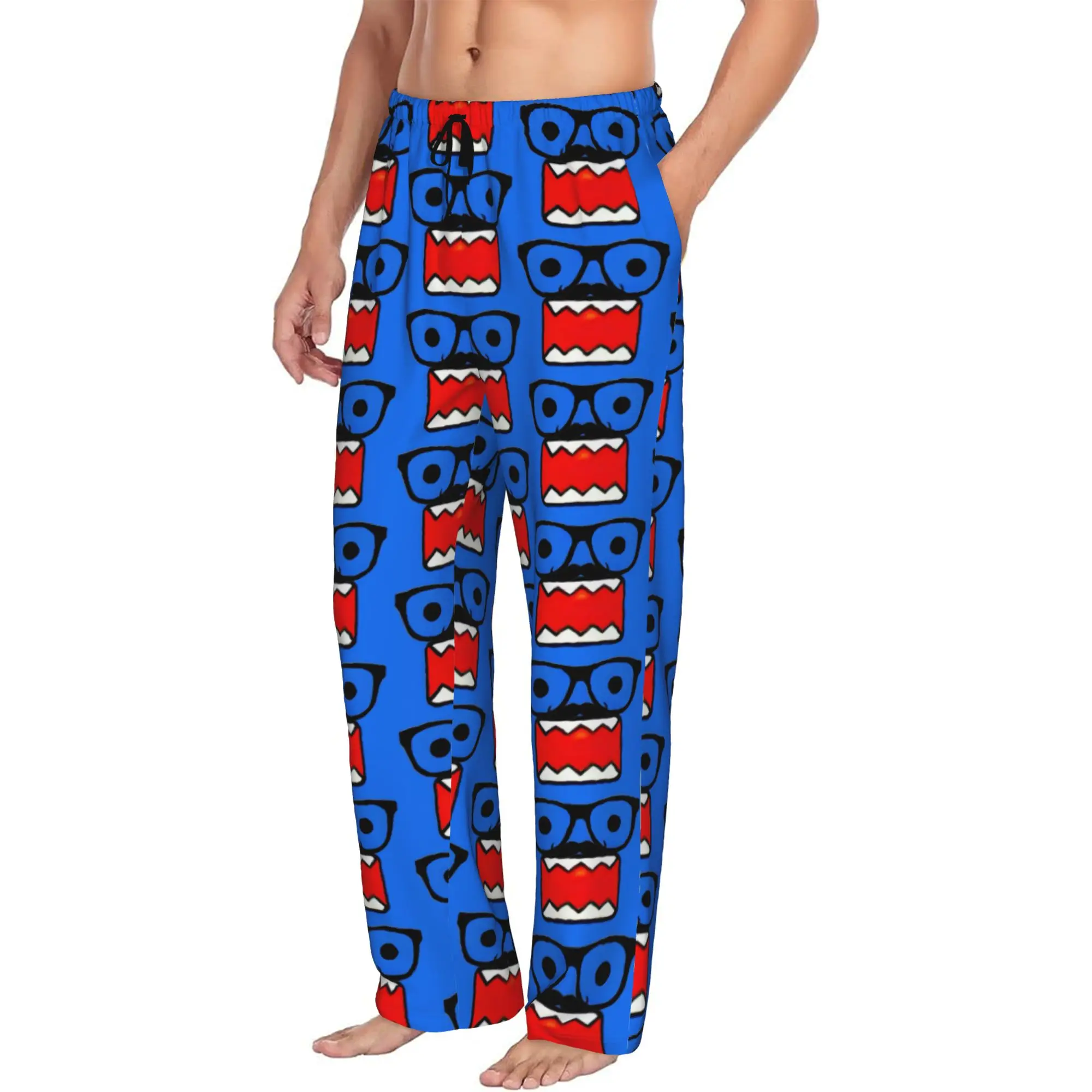 Custom Domoes Manga Kun Pajama Pants Sleepwear for Men Elastic Waistband Cartoon Sleep Lounge Bottoms with Pockets