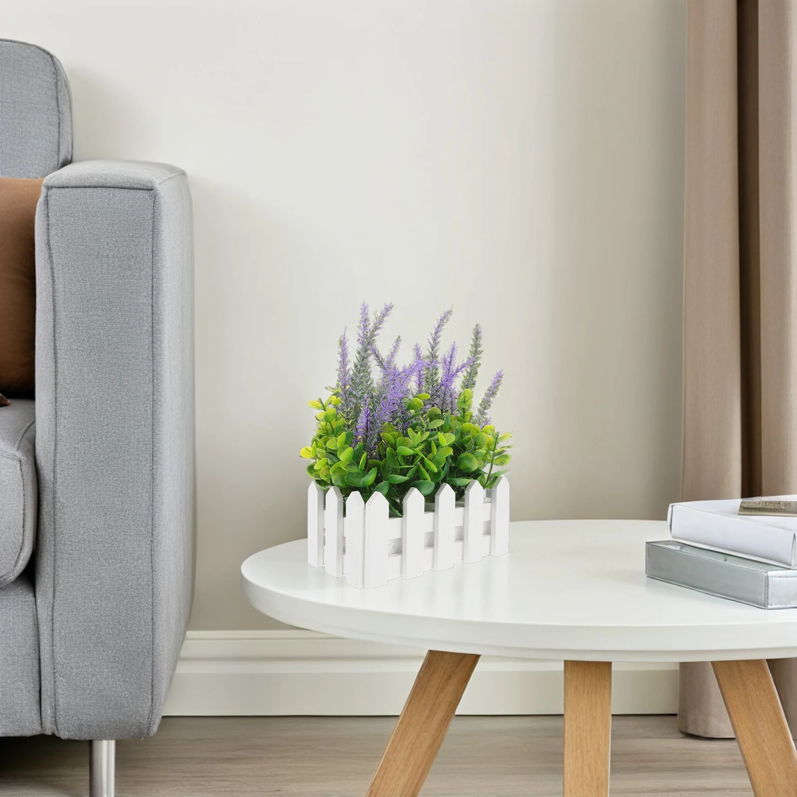 

Realistic Fake Lavender Potted Plant Artificial Plastic Faux Flowers Decorative Desktop Bonsai For Home Office Bathroom