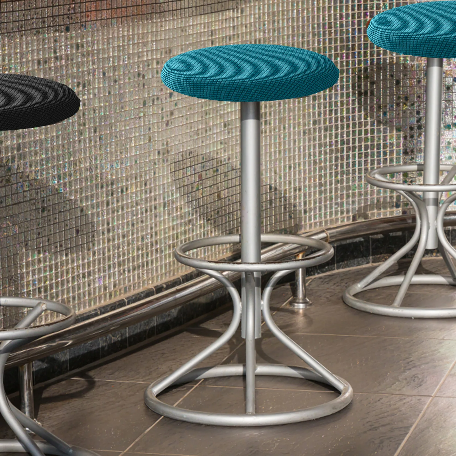 

2pcs Round Stool Covers Elastic Fabric Stretchable Washable Chair Slipcover For Home Bar Seat Protection Round Chair Covers
