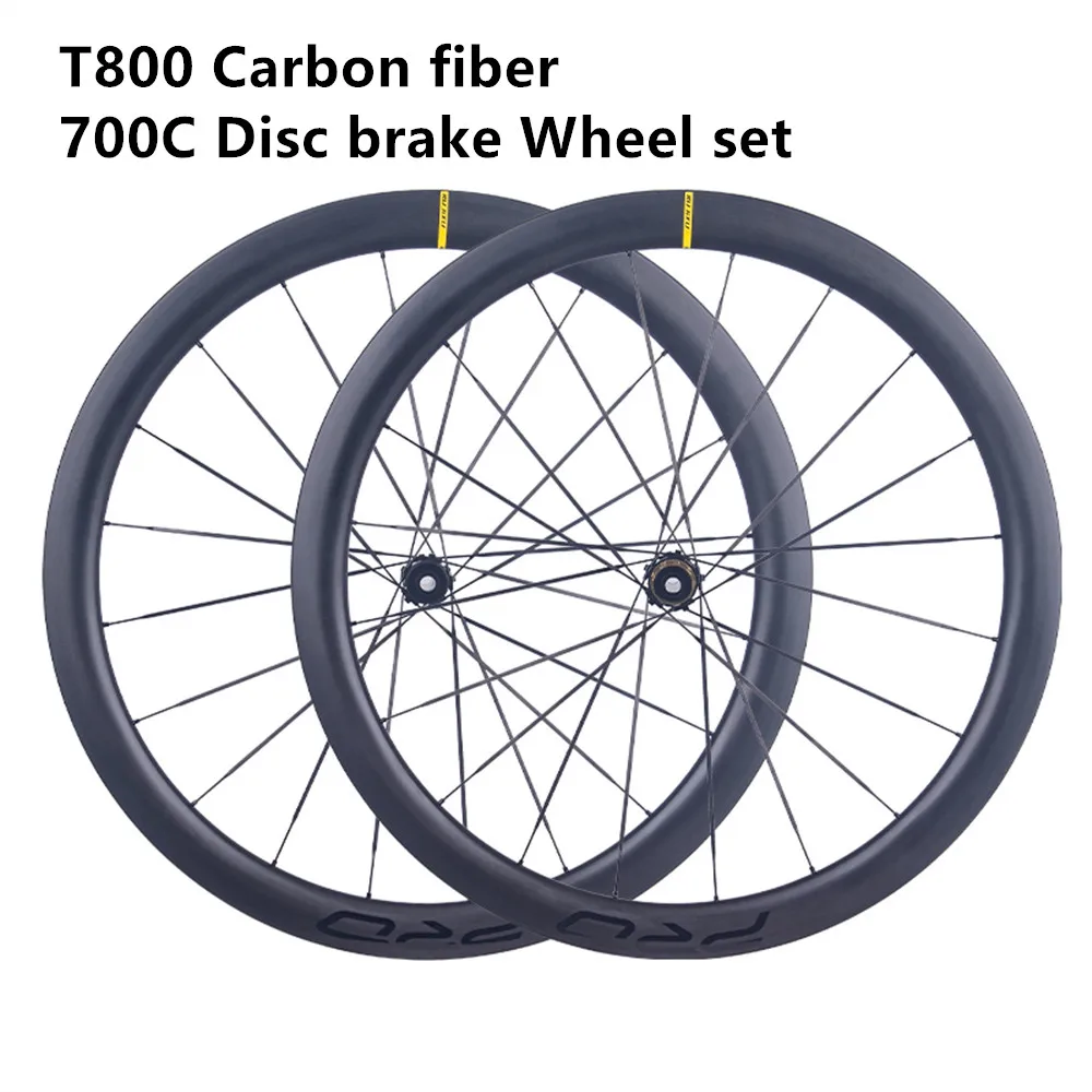 700C 3.7mm Carbon Spoke 36T Ratchet Deep 40 45 50 60mm Carbon Fibre Road Bike Disc Wheelset Tubeless Disc Brake Wheel T800