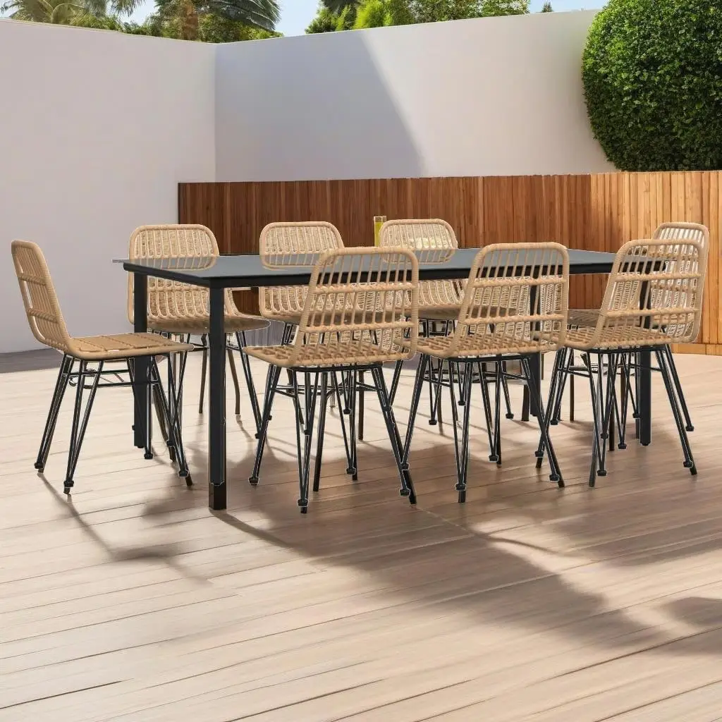 9-Piece Outdoor Patio Dining Set - Durable Poly Rattan Furniture for Garden, Balcony, and Yard