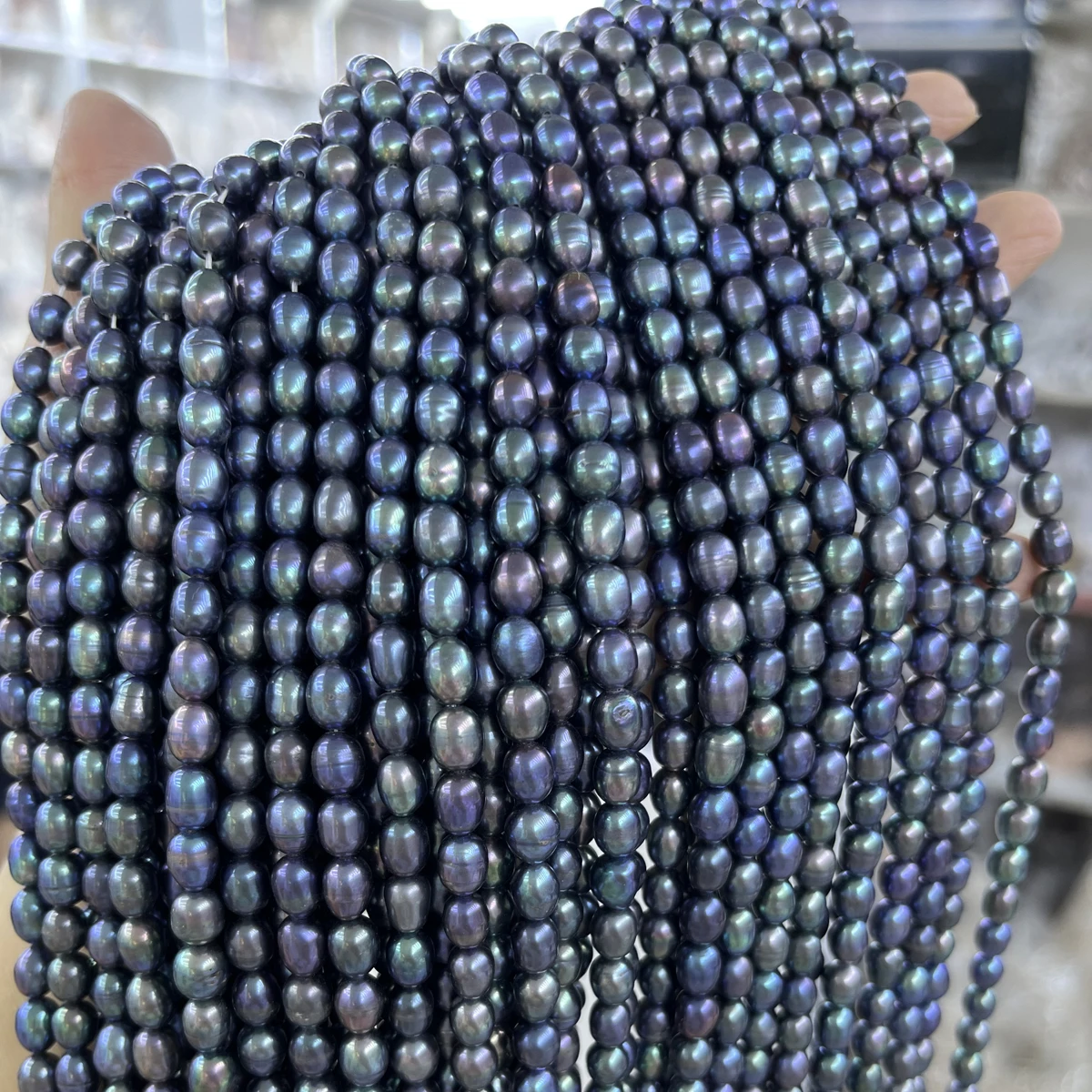 6-7mmAAA Shiny Natural Freshwater Pearl Rice Blue Purple Spacer Loose Bead Jewelry Make DIY Necklace Bracelet Women Gift Wedding