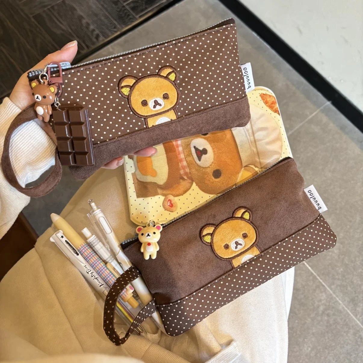 New Original Japanese Bea Pencil Bag Cute Cartoon Large Capacity Stationery Storage Box Junior High School Pen Ruler Storage Bag