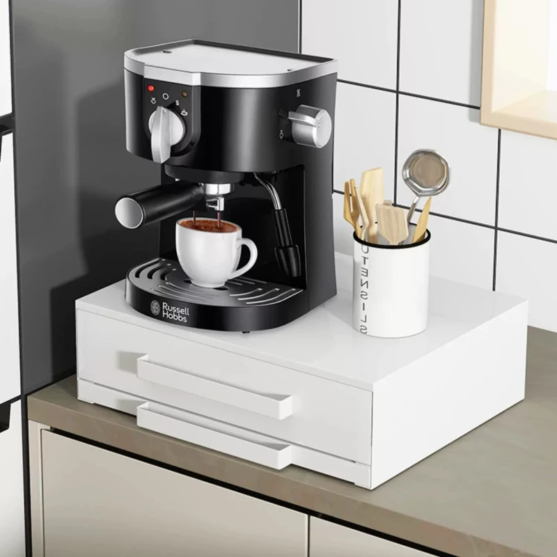 Thick Carbon Steel Retractable Coffee Mug Rack Waterproof Damp Proof Sliding Drawer Cup Storage for Coffee Maker Workbench