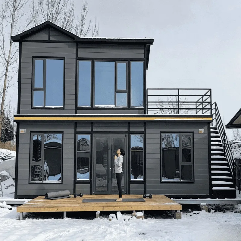 Portable Living Container Tiny House 20ft Foldable Prefab Mobile Modular Office Home Expandable Steel Frame