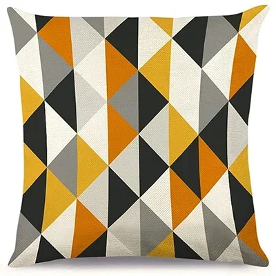 Yellow Geometric Decorative Throw Pillowcase Multicolor Abstract Modern Semicircle Triangle Pattern Home Supplies Decoration