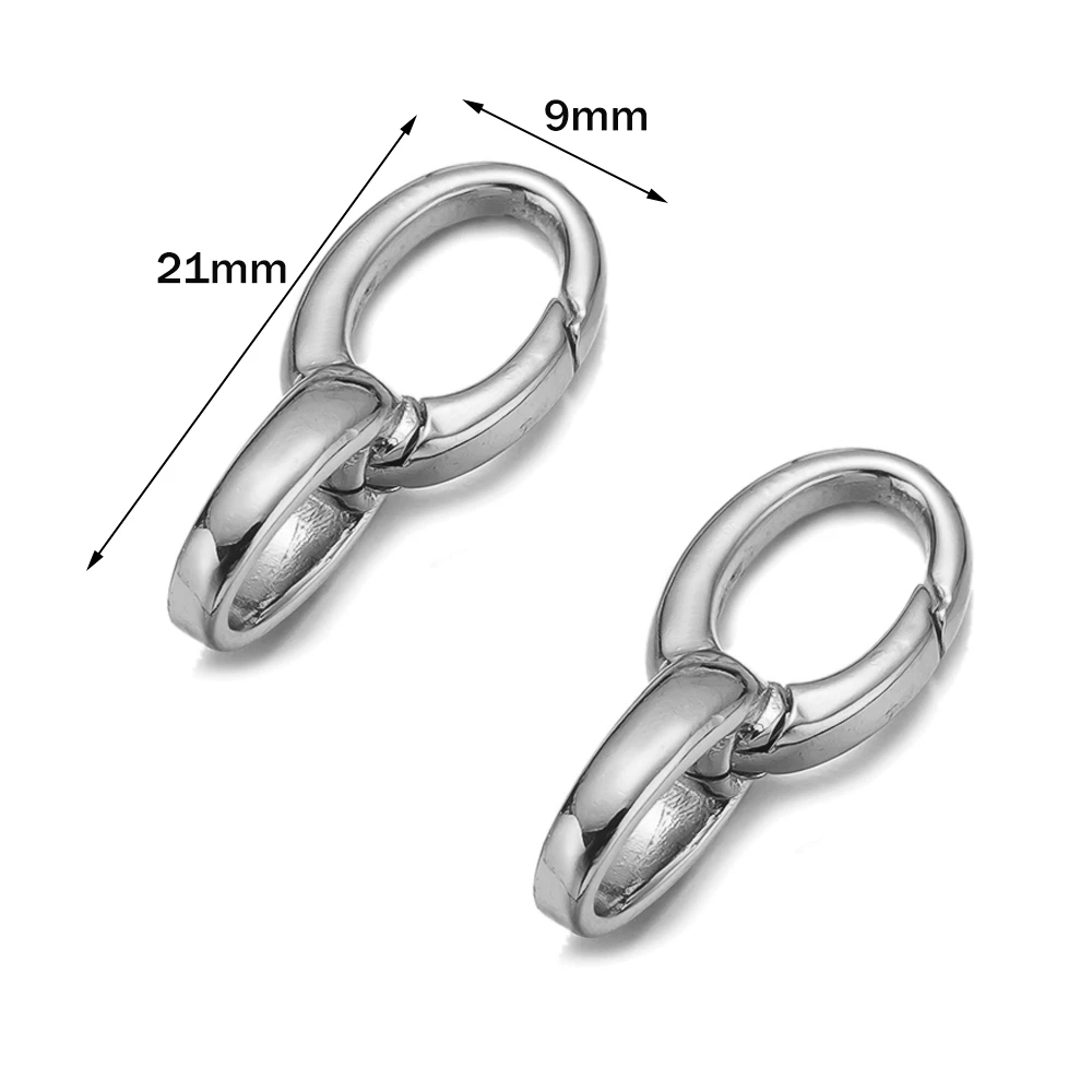 2pcs 14K Gold Plated Brass Oval Carabiner Charm Clasp Spring Ring Connector Closures for DIY Bracelet Necklace Jewelry Finding