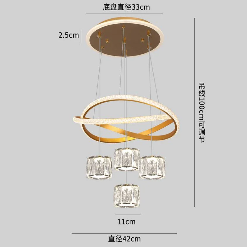 TechHP4 Head Modern Luxury Crystal Chandelier LED Lamp Nordic Restaurant Indoor Lighting Pendant