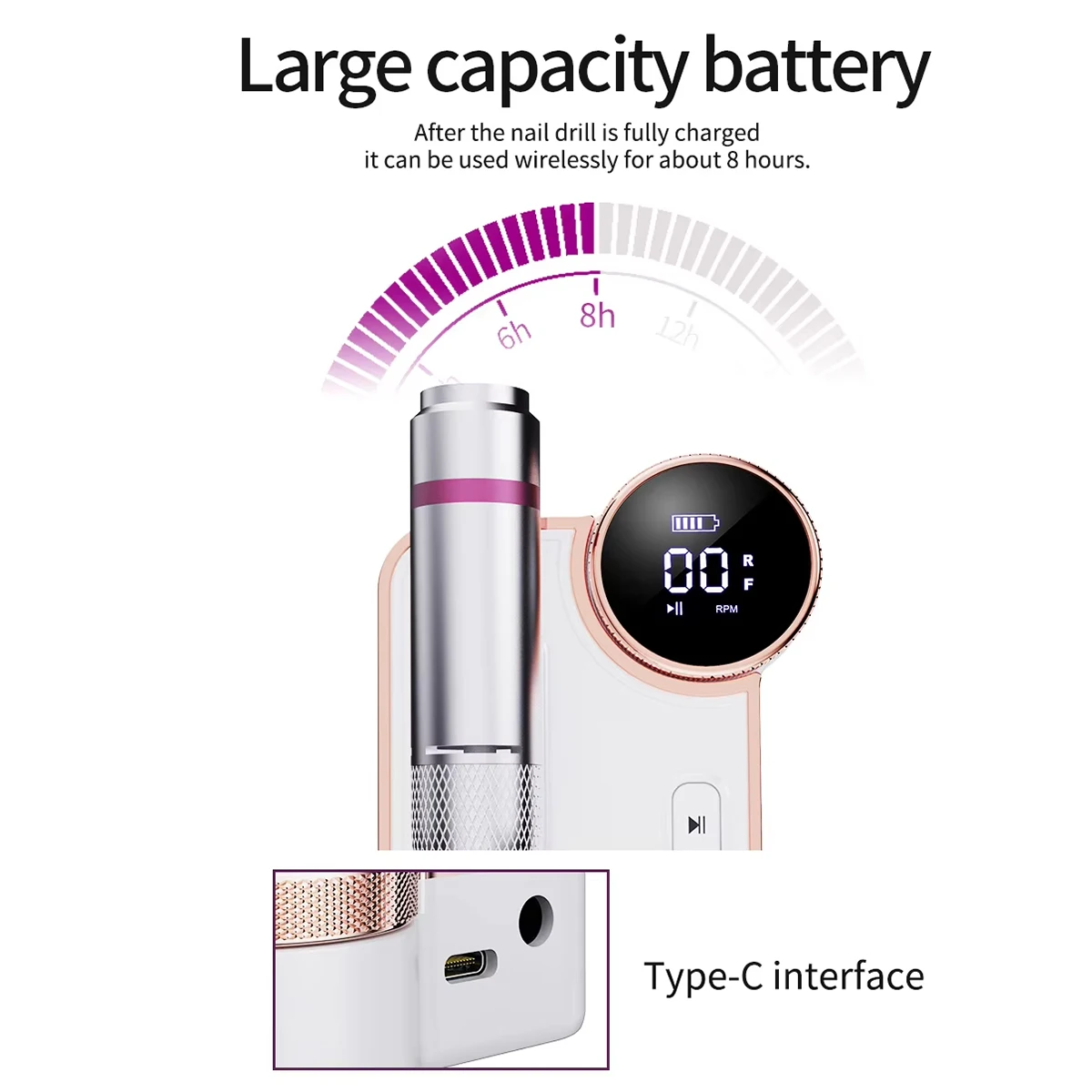 High Quality 50W Nail Drill Machine Set Low Noise Rechargeable E-file for Nail Care