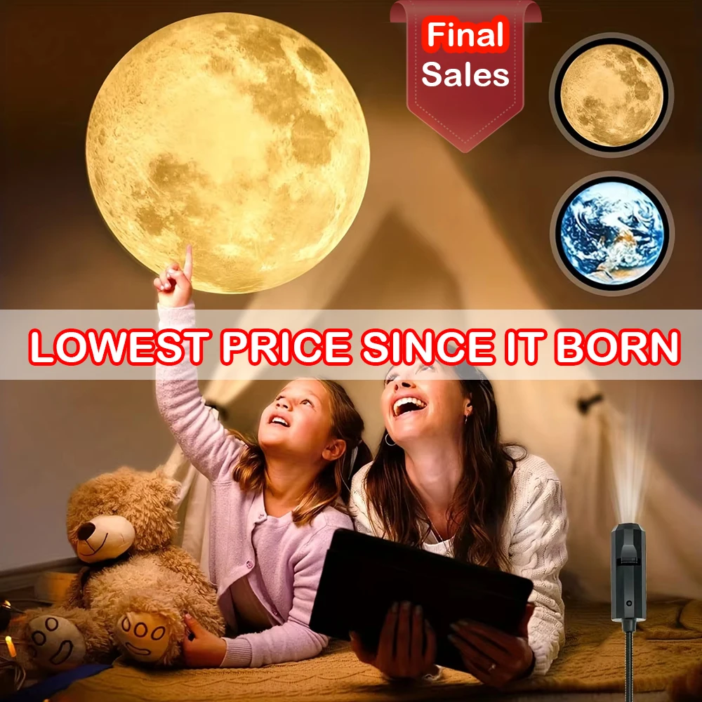 Moon Earth Projector Light USB Projector Light Bedroom Ceiling Gift Room Decoration Photo Background Projector Light Atmosphere