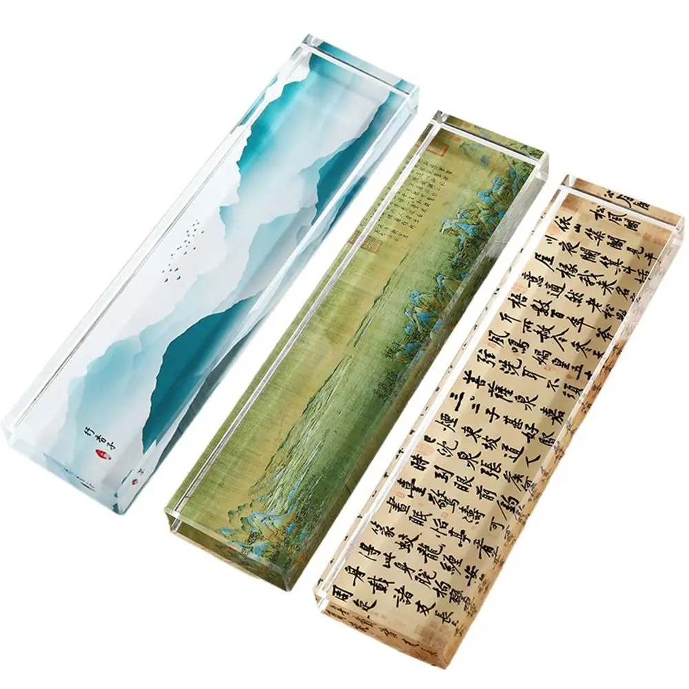 Heavy Enough Clear Crystal Paperweight Rectangle Smooth Surface Chinese Calligraphy Paperweight Flat Bottom Pressing Paper Flat
