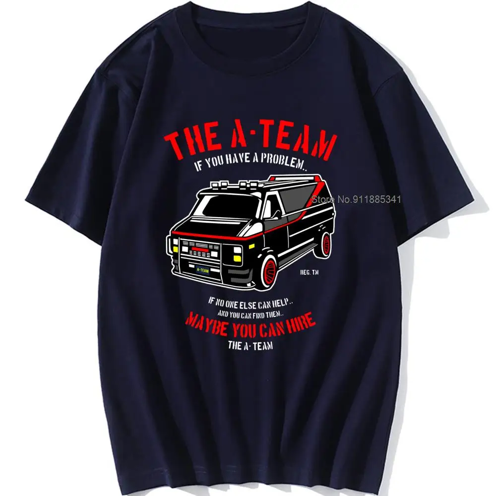 THE New A-TEAM T-SHIRT Mens Van Funny 80\'s TV Program Show Cotton Mr-T Unisex Oversized 100% Cotton Top