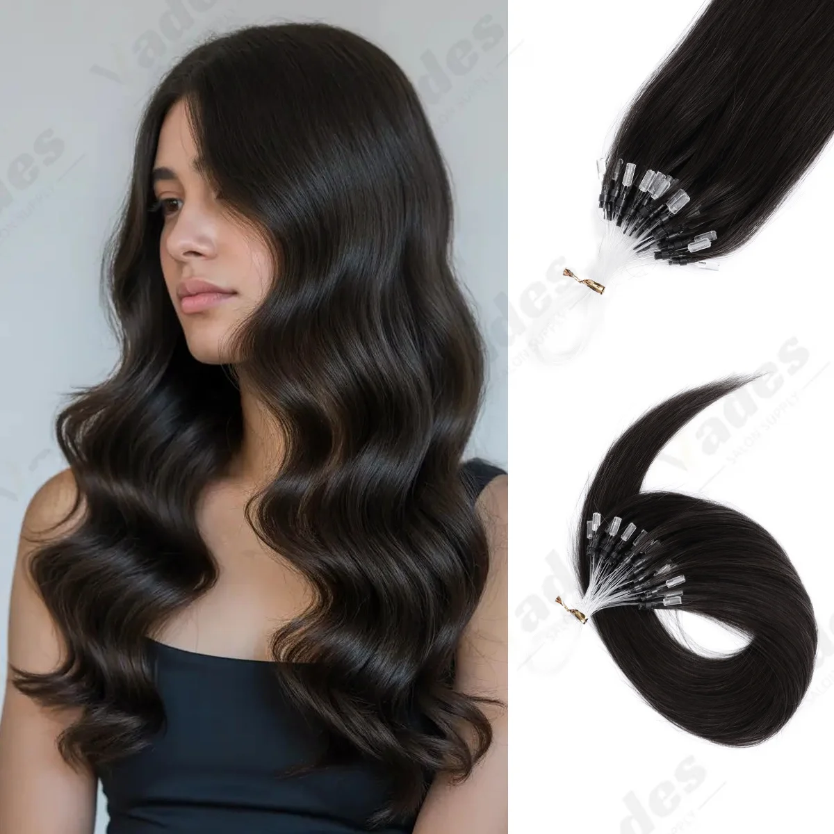 

Натуральные микро-липкие пряди для наращивания волос 30 г, мягкие кератиновые микро-кольца, невидимая леска