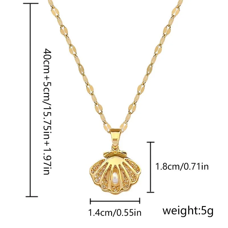 Exquisite Halskette mit Mikro-Zirkon-Intarsien, Schmetterlings- und Quastenanhänger für Damen, Edelstahl-Herz-Muschel-Anhänger, Hochzeitsschmuck – Detail 13