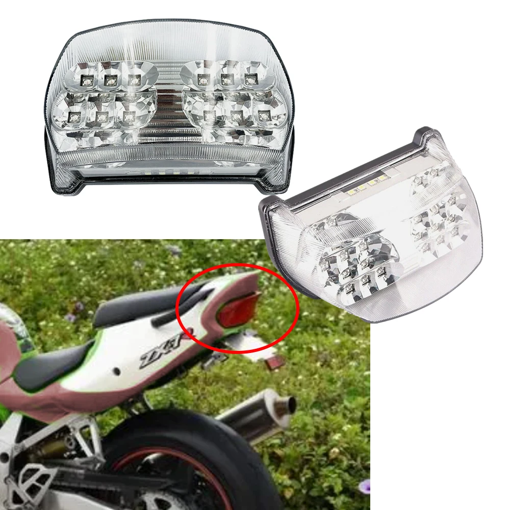 1PC Clear Lens Motorcycle LED Turn Signals Brake Tail Light Fit for Kawasaki GPZ1100/ZX1100 1995-1997