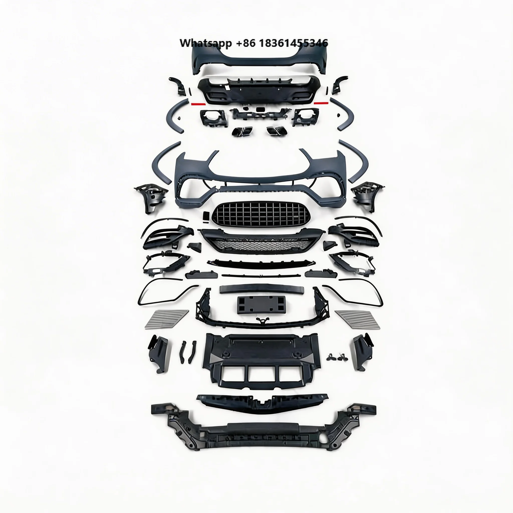 

For GLE W167 2020-2023 Upgrade with Tow Hook Clips GLE63 Grill Front/Rear Bumper New Universal Sport Style BodyKit
