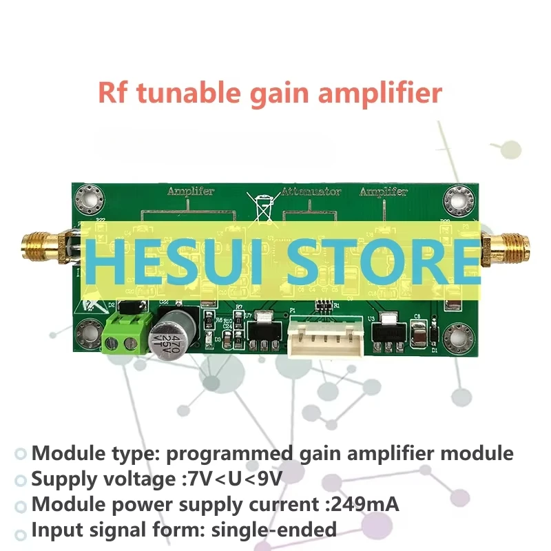 

Rf tunable gain amplifier Broadband 0~60dB gain adjustable to amplify -65dBm small signals