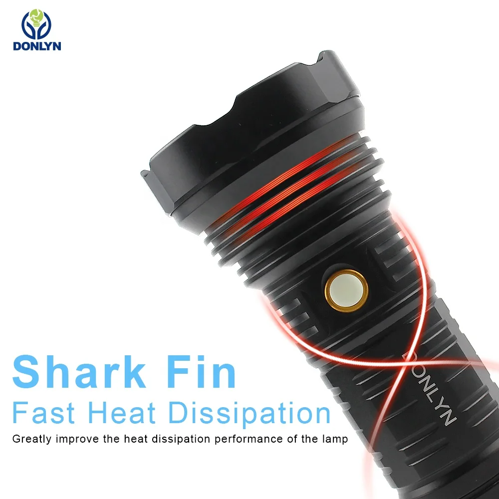 Donlyn SST40 Super Bright Long Distance Lighting Tactical Flashlight 6 Modes High Power USB Rechargeable Searchlight