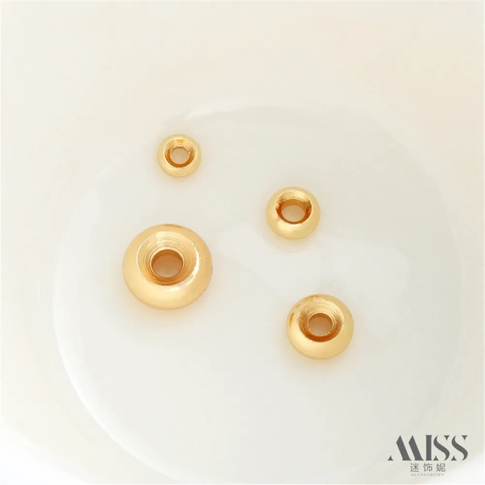 Bolsa de oro de 14K, cuentas de rueda brillantes de Color, cuentas espaciadoras, cuentas de neumáticos, cuentas de oro DIY, pulsera, collar, cadena, accesorios de joyería