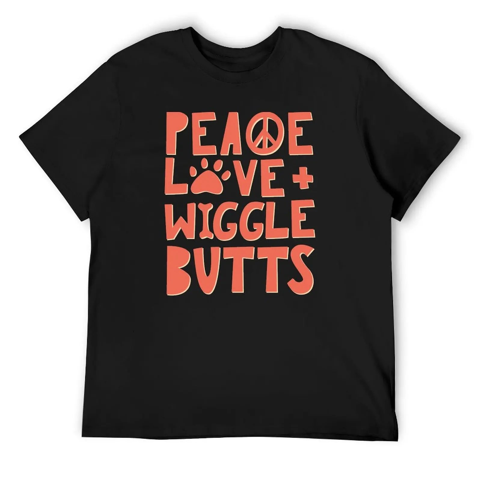 Peace, Love, + Wiggle Butts | Animal Lover | Orange T-Shirt for a boy plus size tops boys animal print workout shirts for men