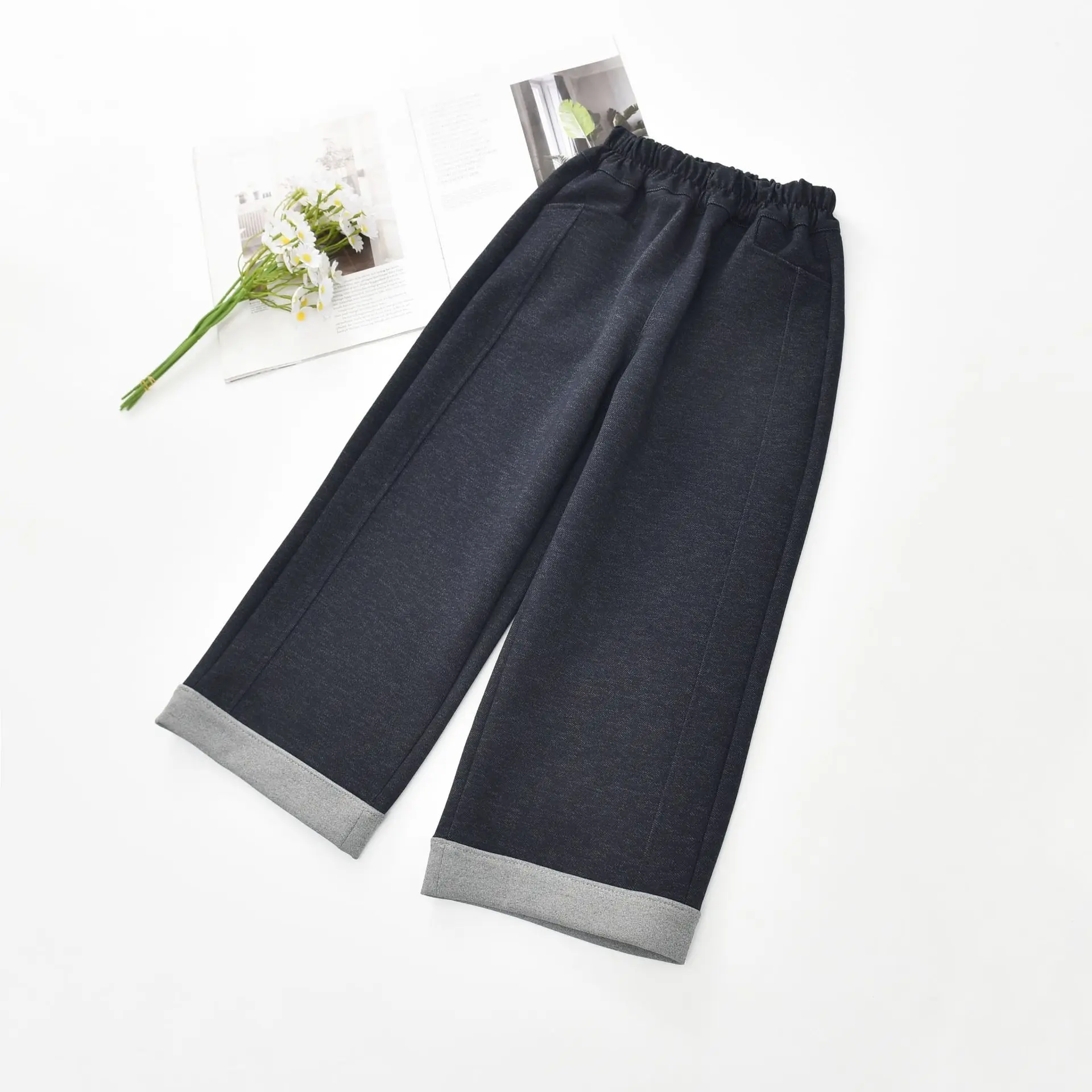 

Детские брюки, осень 2021, новые мягкие детские джинсы среднего и старшего возраста, прямые брюки для девочек