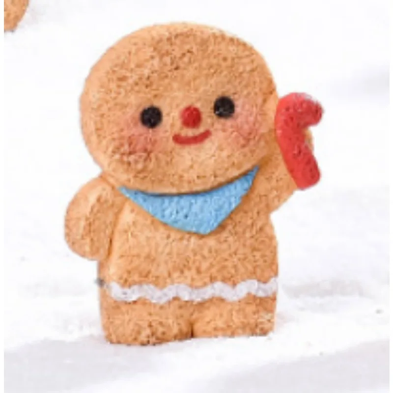 4pc Miniature Creative Cute Christmas Gingerbread Man Dollhouse Snow Scene DIY Resin Craft Car Desktop Ornament Miniatures