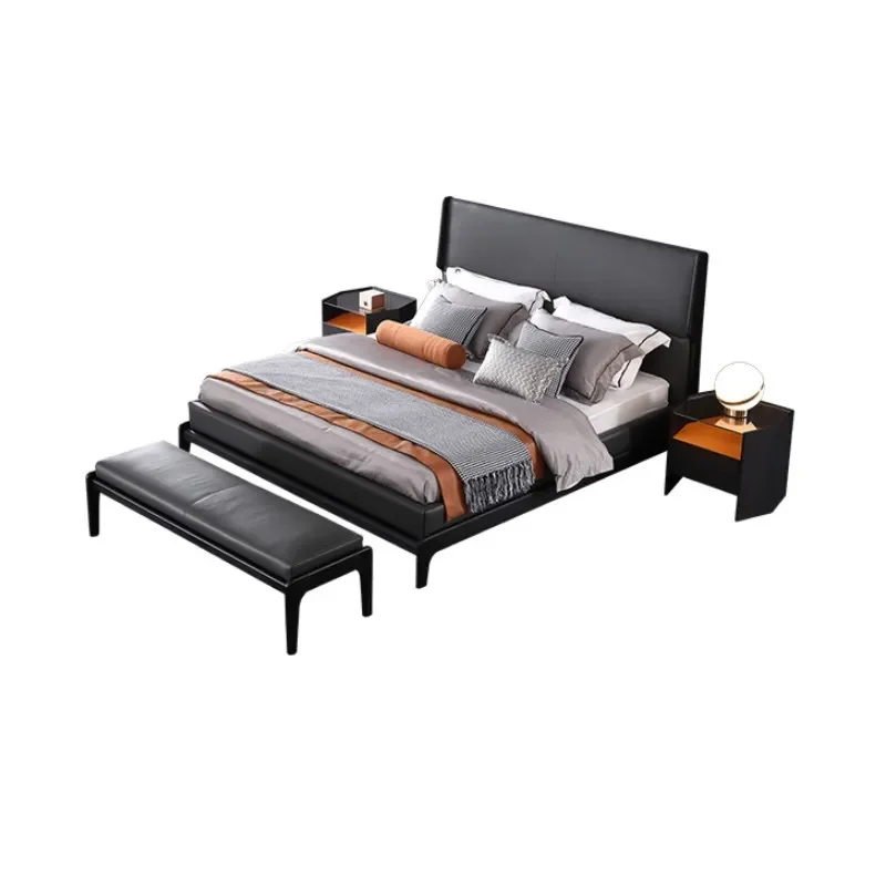 

Double, double , leather, soft bed, master bedroom, villa, wedding bed, high foot, soft bag, light luxury